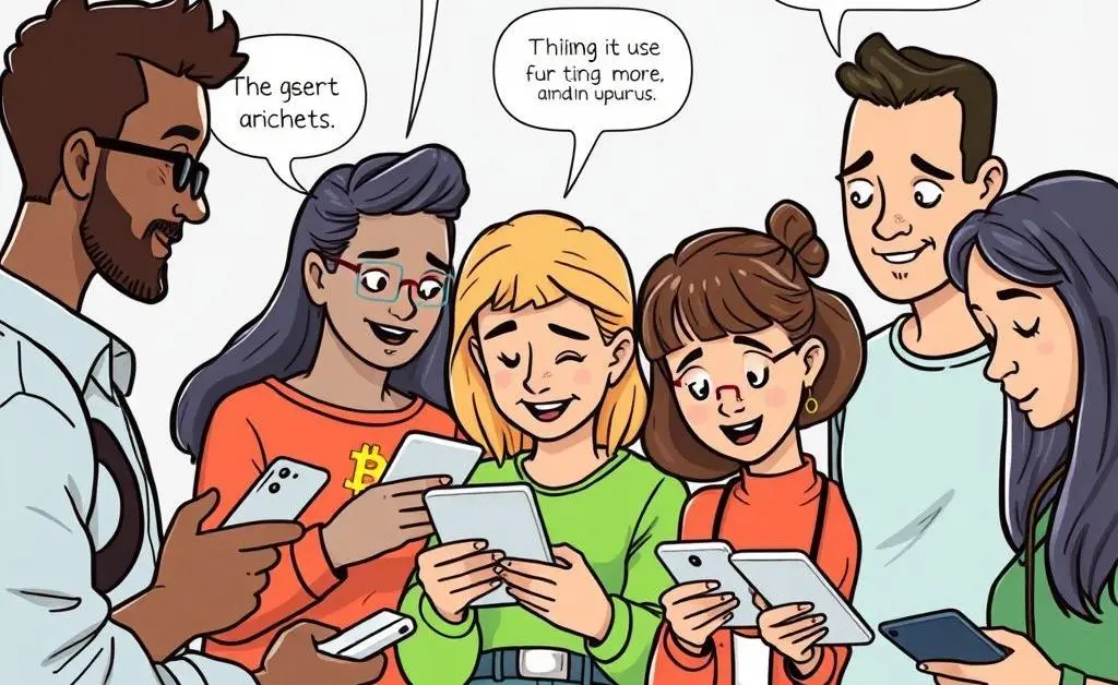 A diverse group of crypto users discussing insights