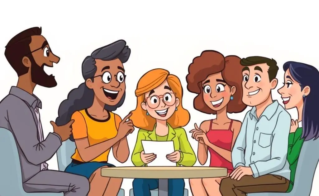 Group of people enjoying a chat about investments