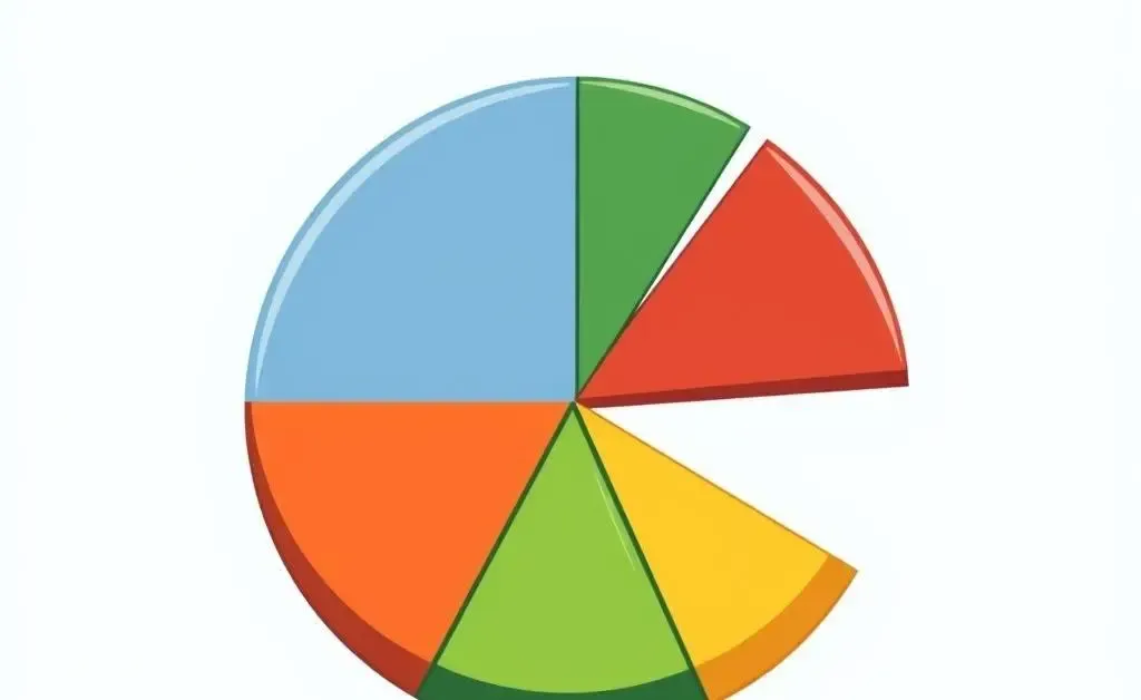 A cartoon-style pie chart displaying various investment options like stocks, bonds, and savings.