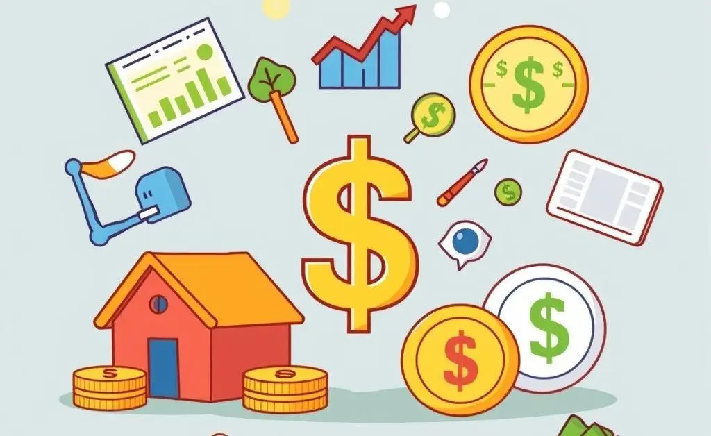 Diverse investment options with symbolic icons for each
