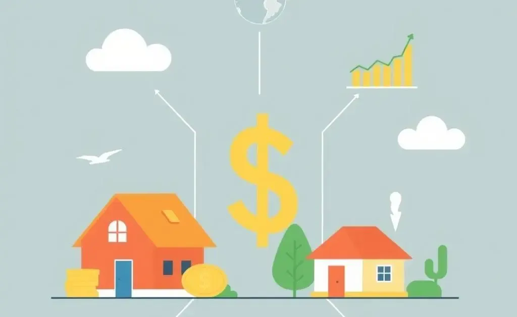 An illustration showing a variety of investment options such as stocks, bonds, and real estate.