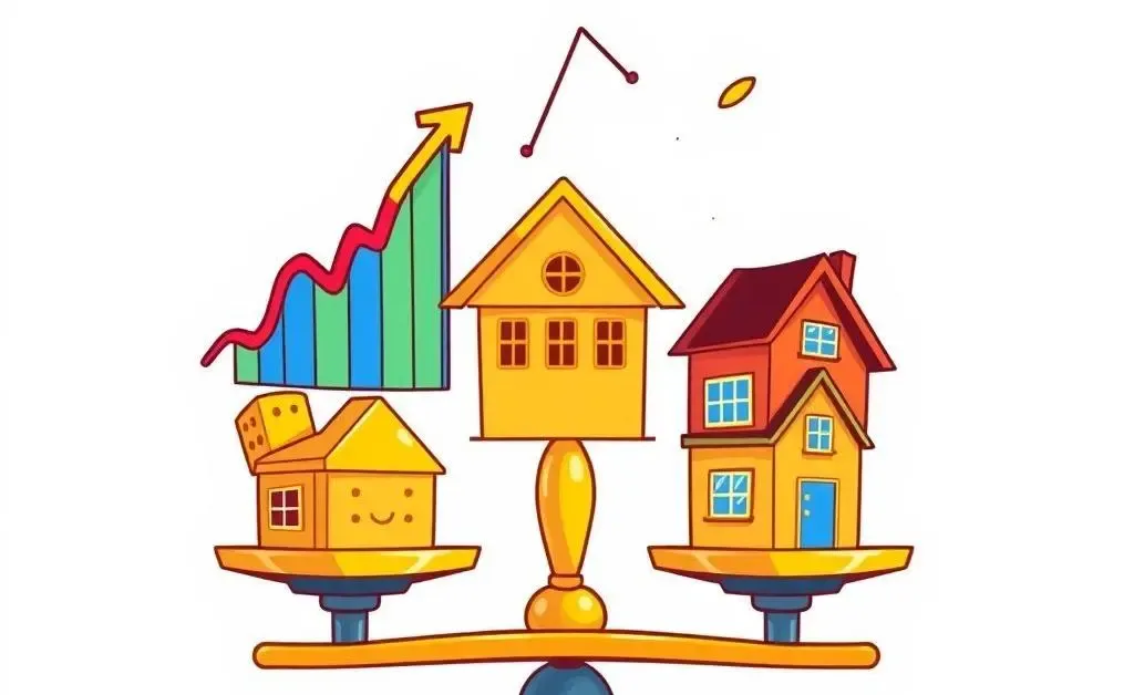 Depiction of varied investment tools balancing on a scale