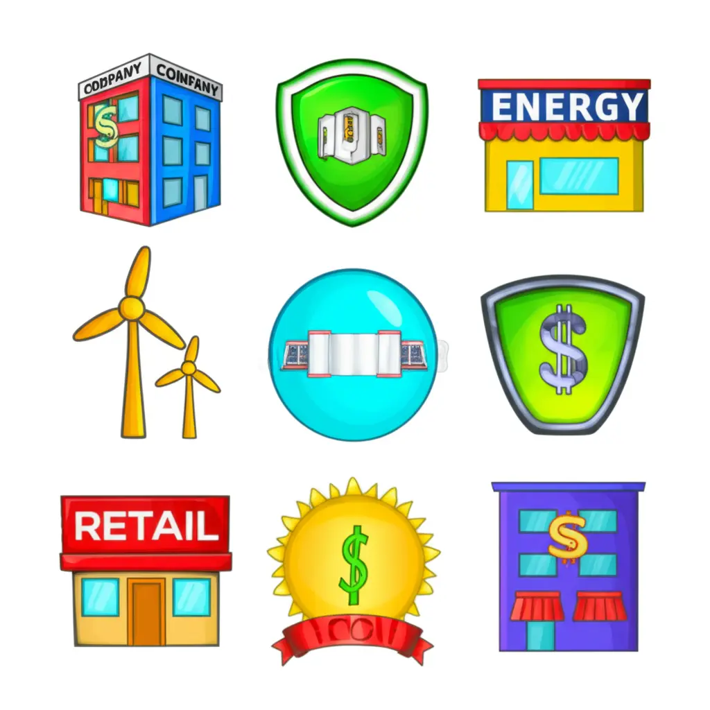 Illustration of various companies representing different stock sectors.