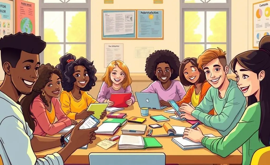 Diverse study group of students