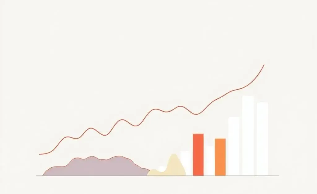 Illustration of a balanced mix of various stocks and bonds charted in a minimalist style.