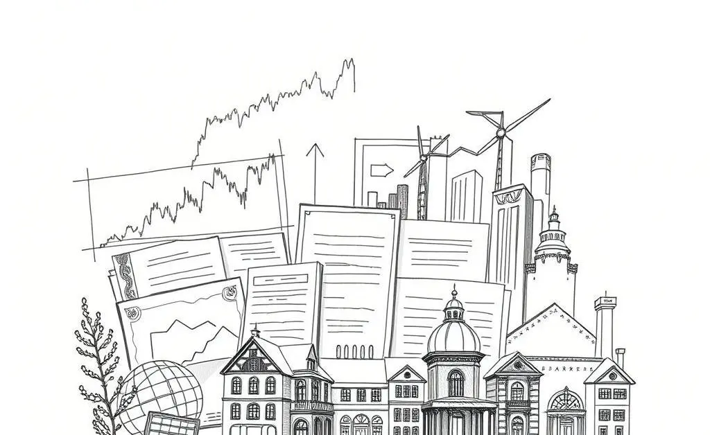 A cartoon-style diversified investment portfolio