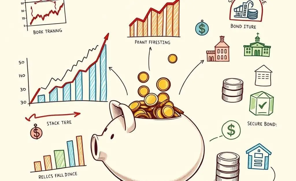 A hand-drawn chart with diverse investment options