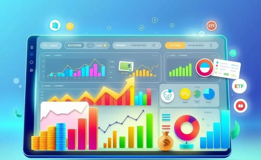 Illustration showing a diverse portfolio with different asset types like stocks, bonds, and ETFs