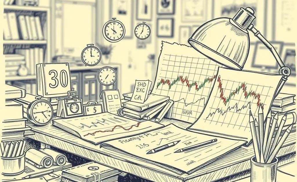 Desk with different investment assets