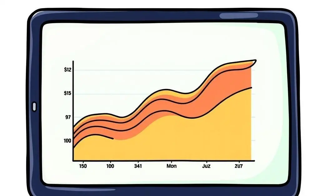 A tablet showing a diversified investment portfolio graph.