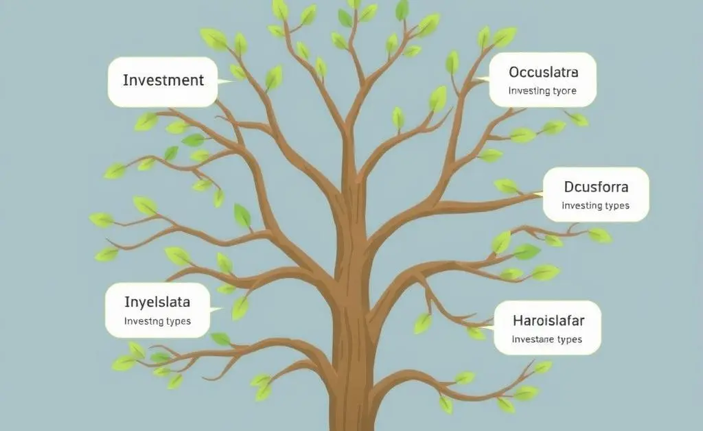 A tree with branches labeled with different investment types