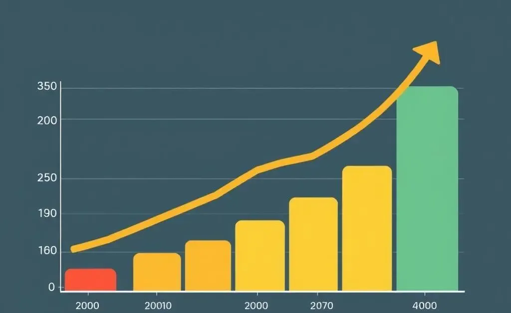 Illustration of a chart showcasing the growth of dividends over time.