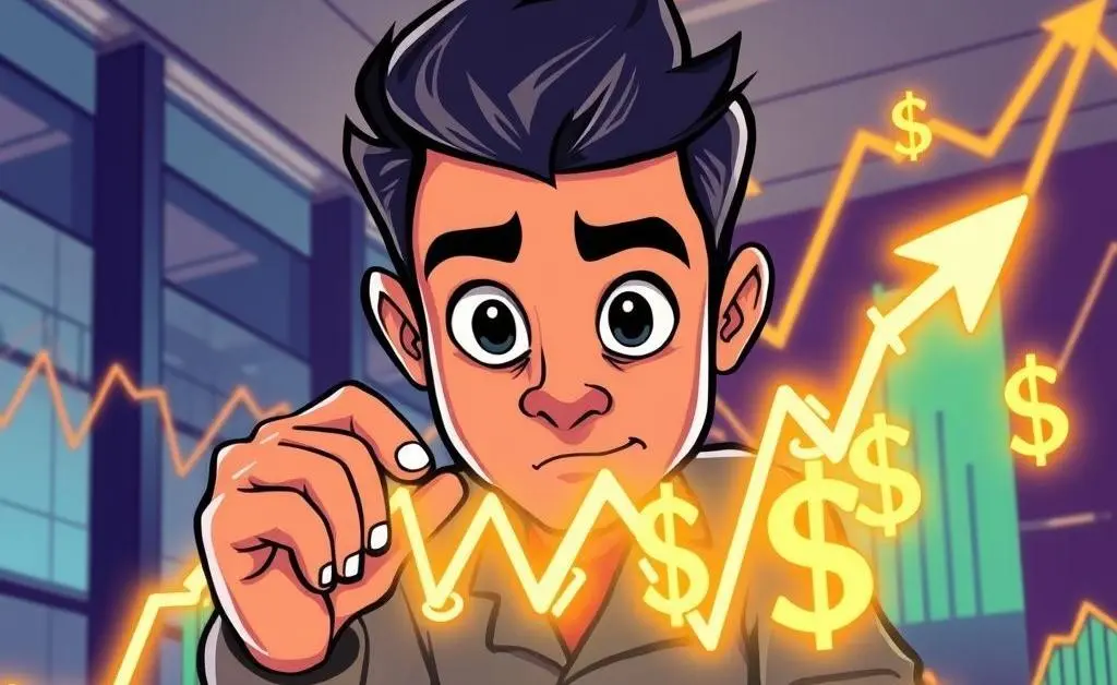 Person examining a stock market chart