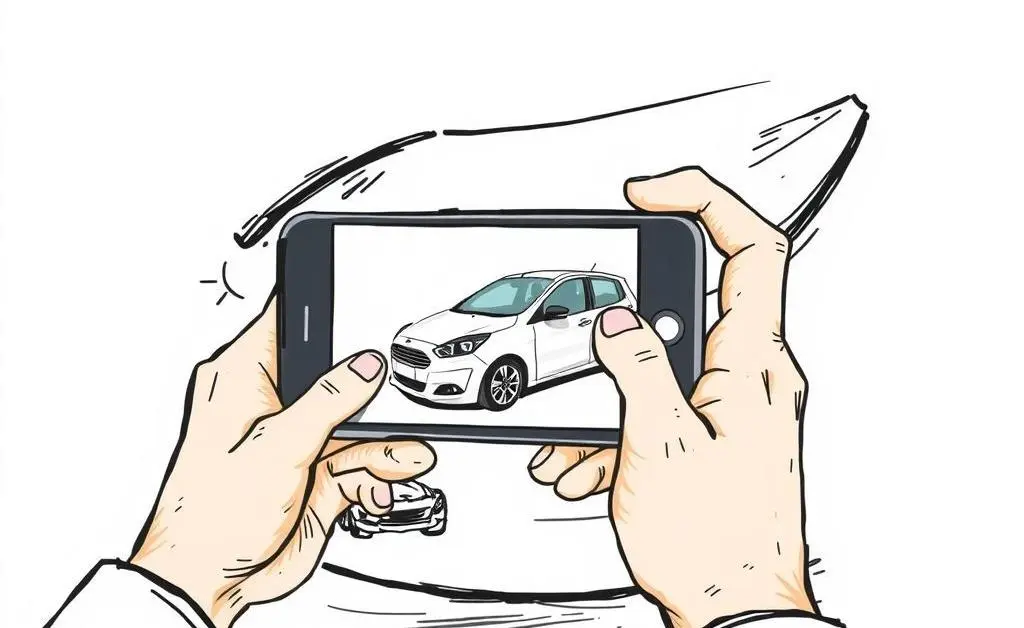 Person taking pictures of car damage with a smartphone