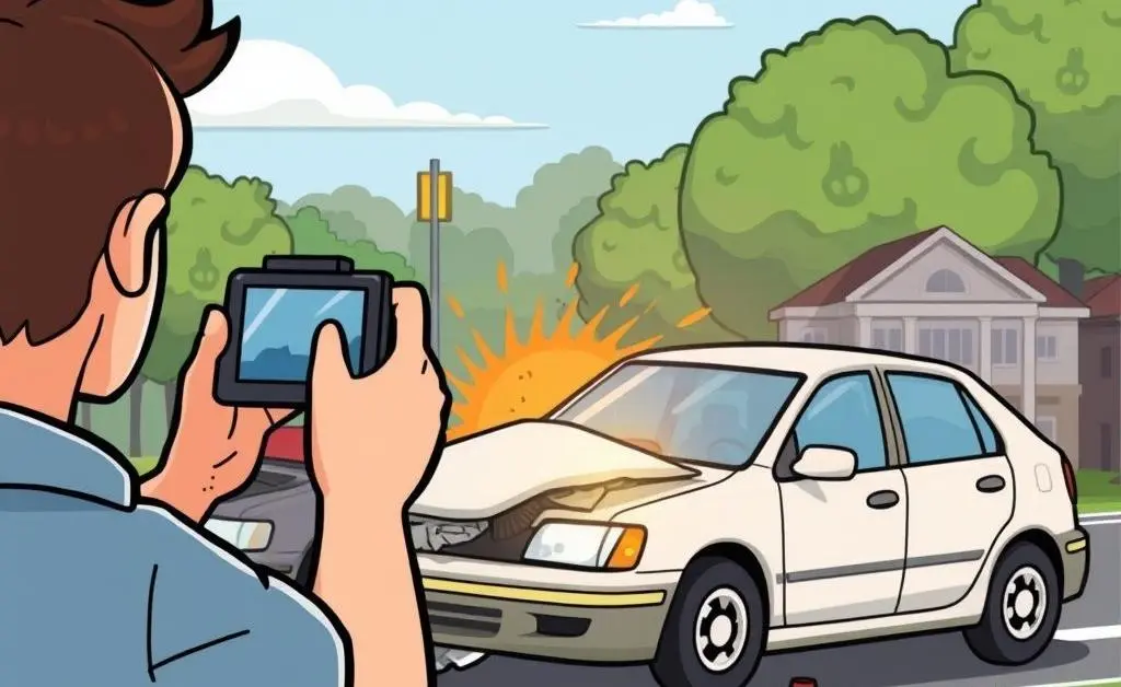 Person taking photos of an accident scene