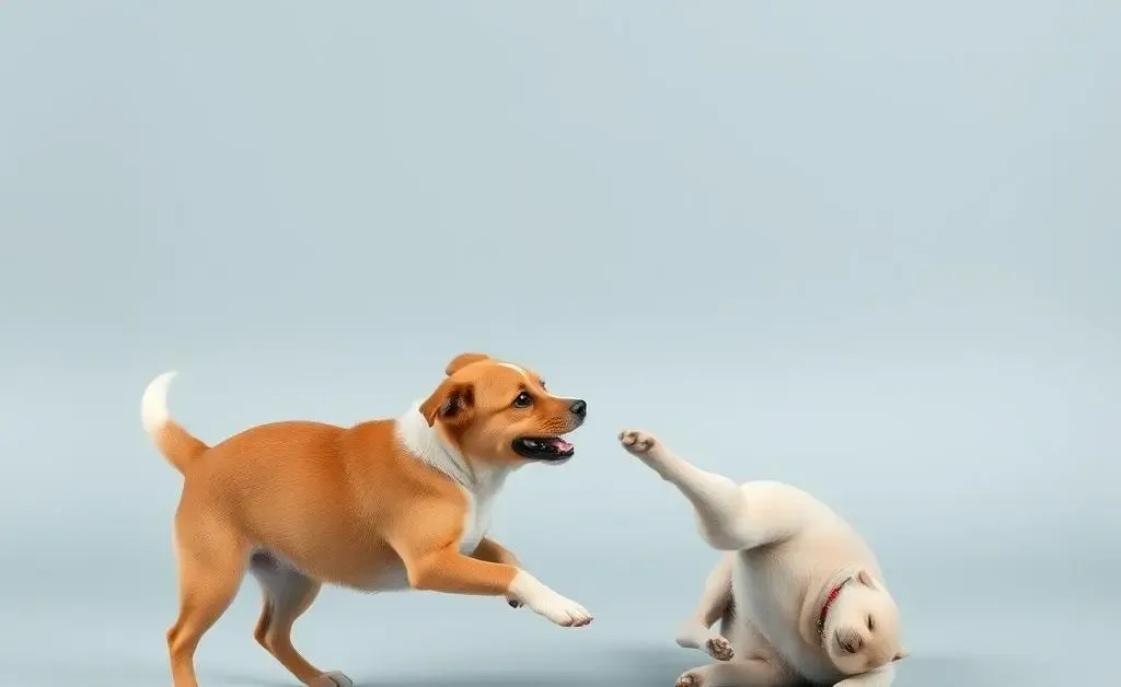Modern minimalistic image of a playful dog playdate scenario