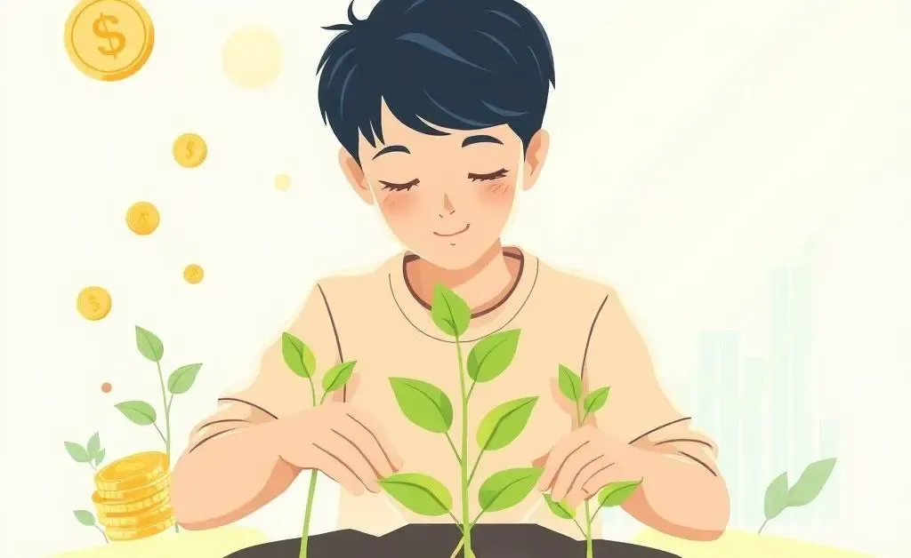 Illustration of money trees representing investment growth
