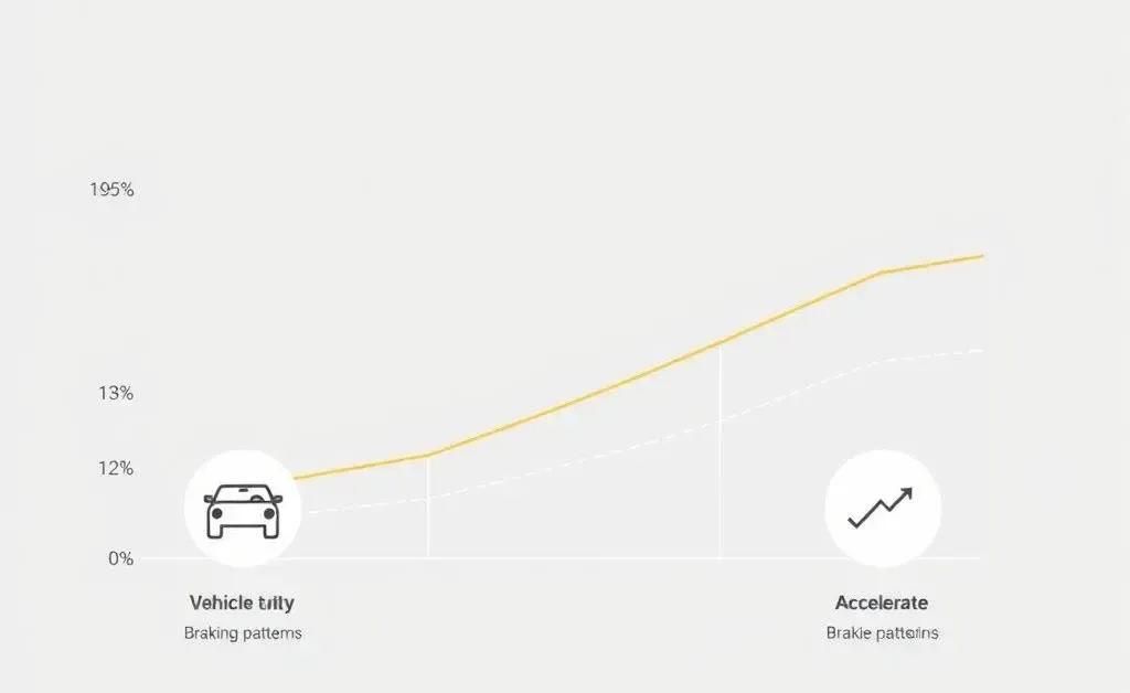A minimalist chart depicting aspects of driver behavior like speed and braking