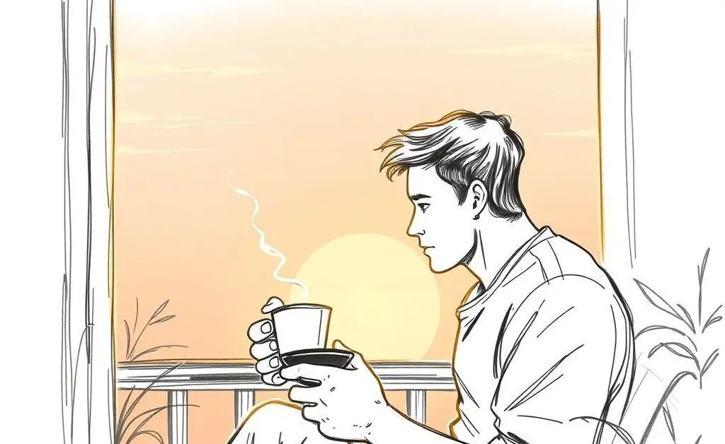 Someone enjoying coffee and contemplating finances