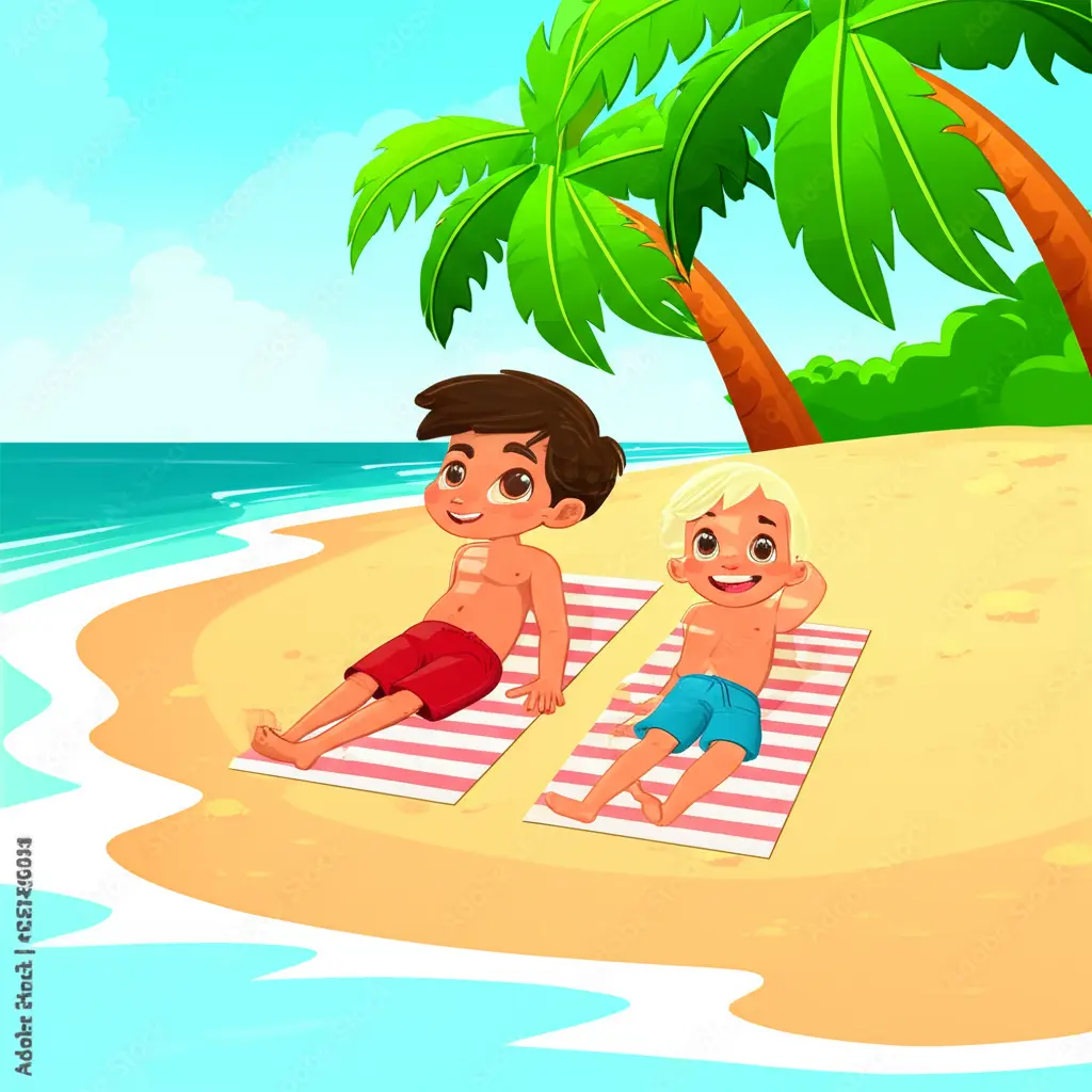 Couple relaxing at an exotic beach