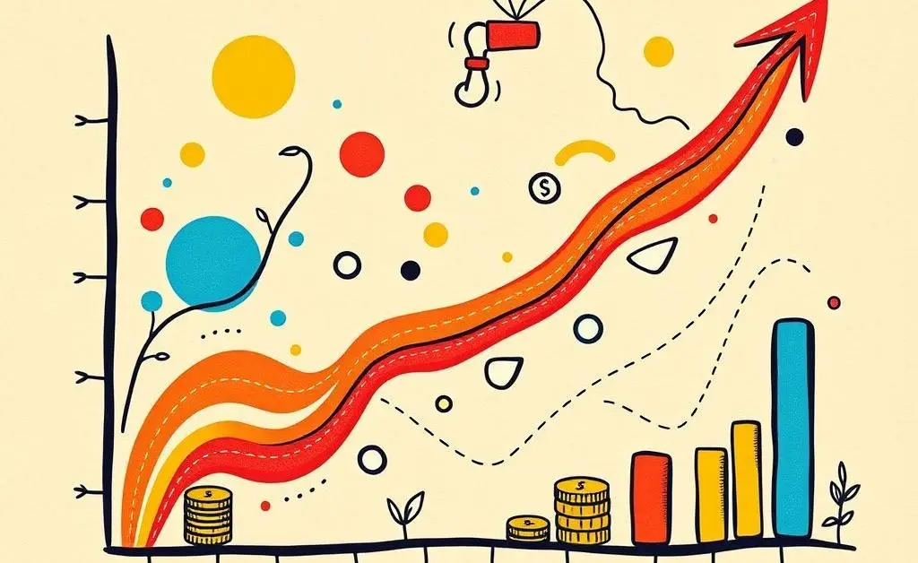 A colorful chart showing a drop in company earnings.