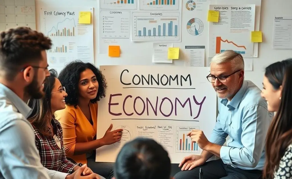 People in an economic brainstorming session