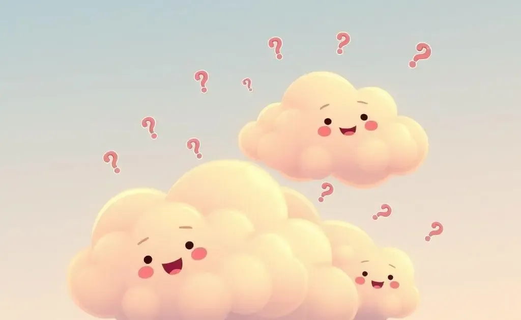 Cartoon clouds with question marks