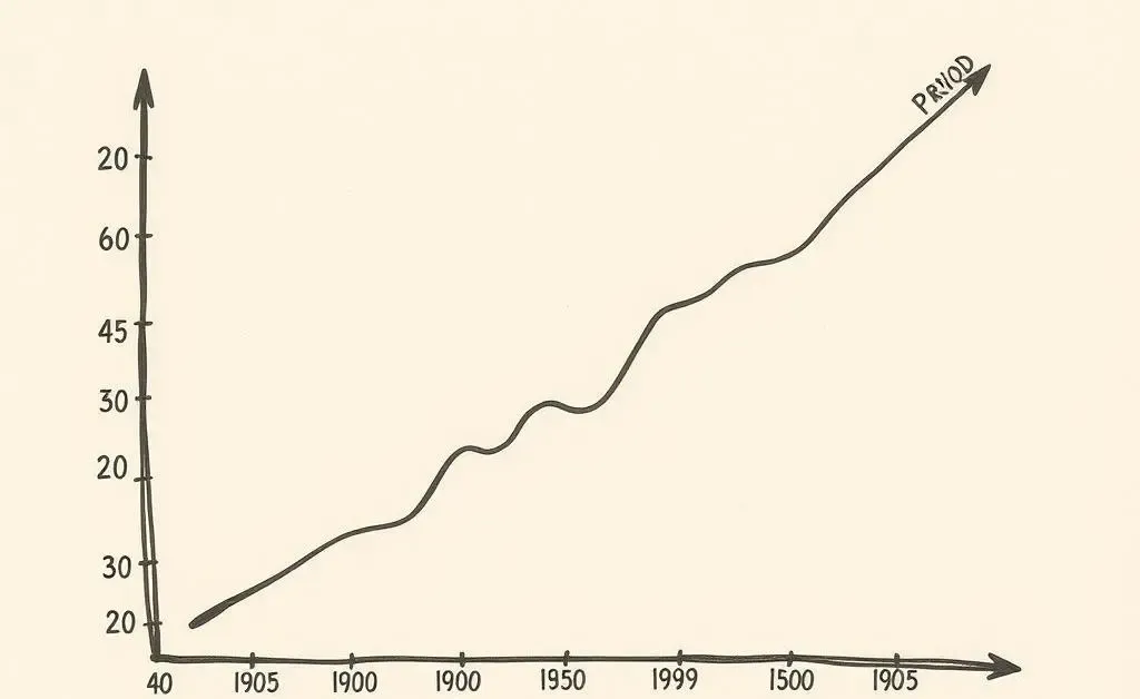 A hand-drawn chart illustrating economic growth trends over time.