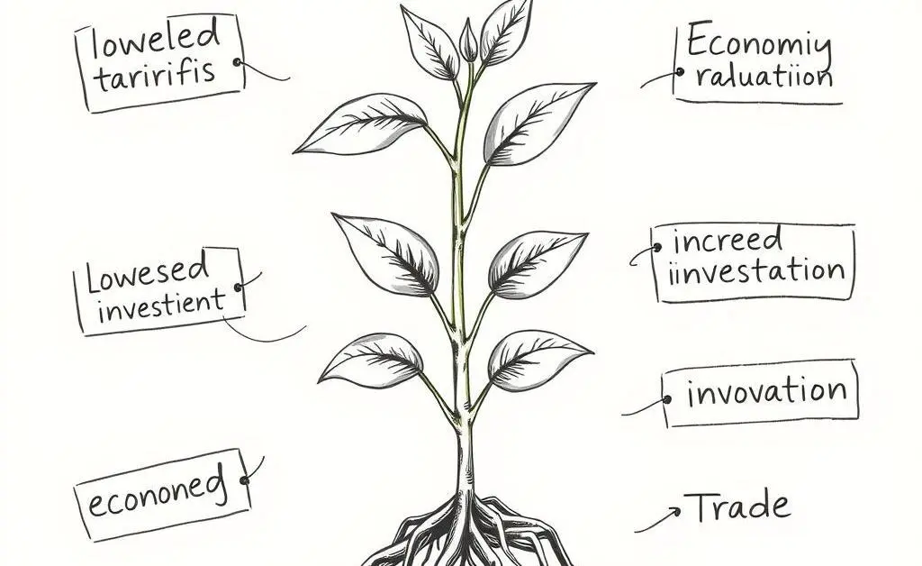Plant growth representing economic factors like reduced tariffs.