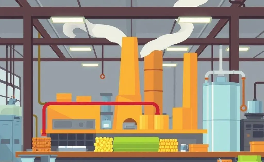 Efficient factory production depicting economies of scale.