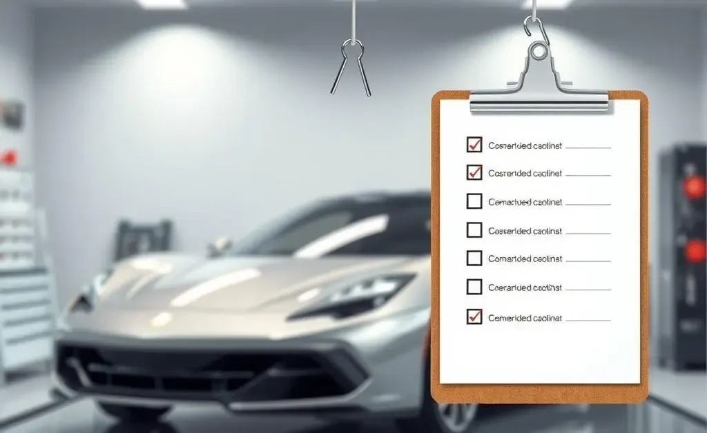 Illustration of a checklist for selecting a good auto body shop