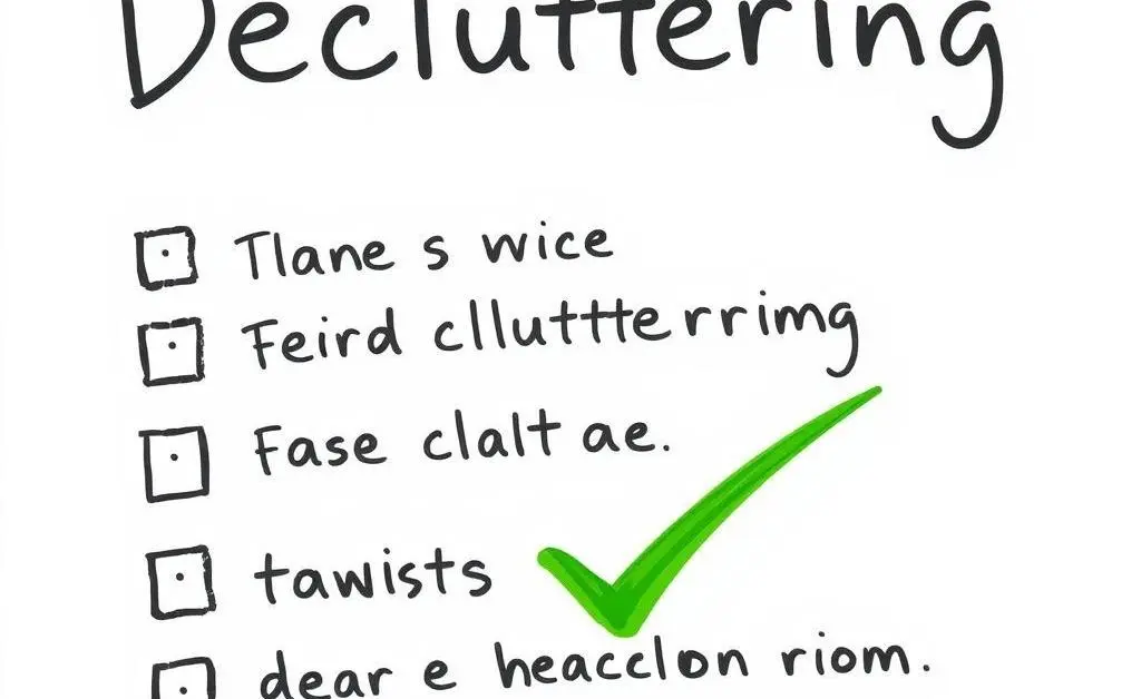 A checklist with decluttering tasks with a big green checkmark