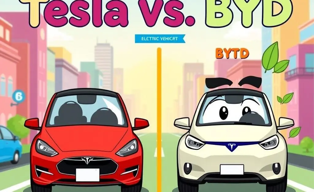 Comparison chart of Tesla and BYD