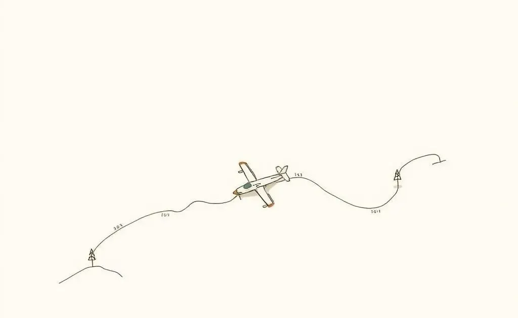 A simple, hand-drawn map showing an electric aircraft's journey over a 55-mile flight path.
