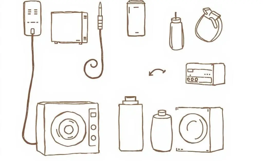A depiction of common home electrical appliances
