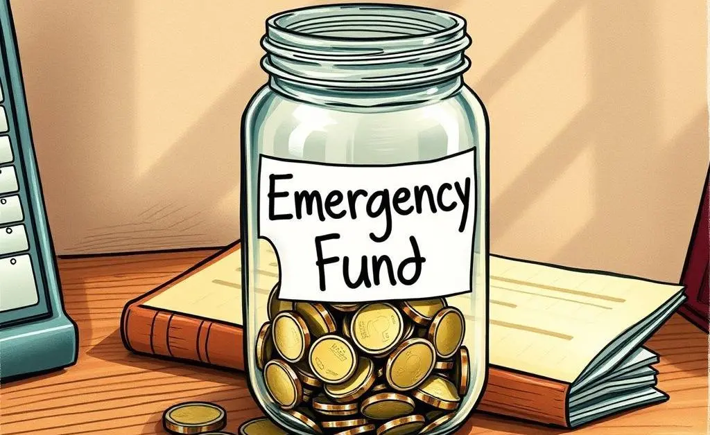 A hand-drawn jar labeled 'Emergency Fund'