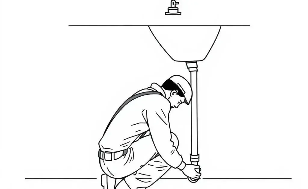 Drawing of a person fixing a pipe as an emergency repair