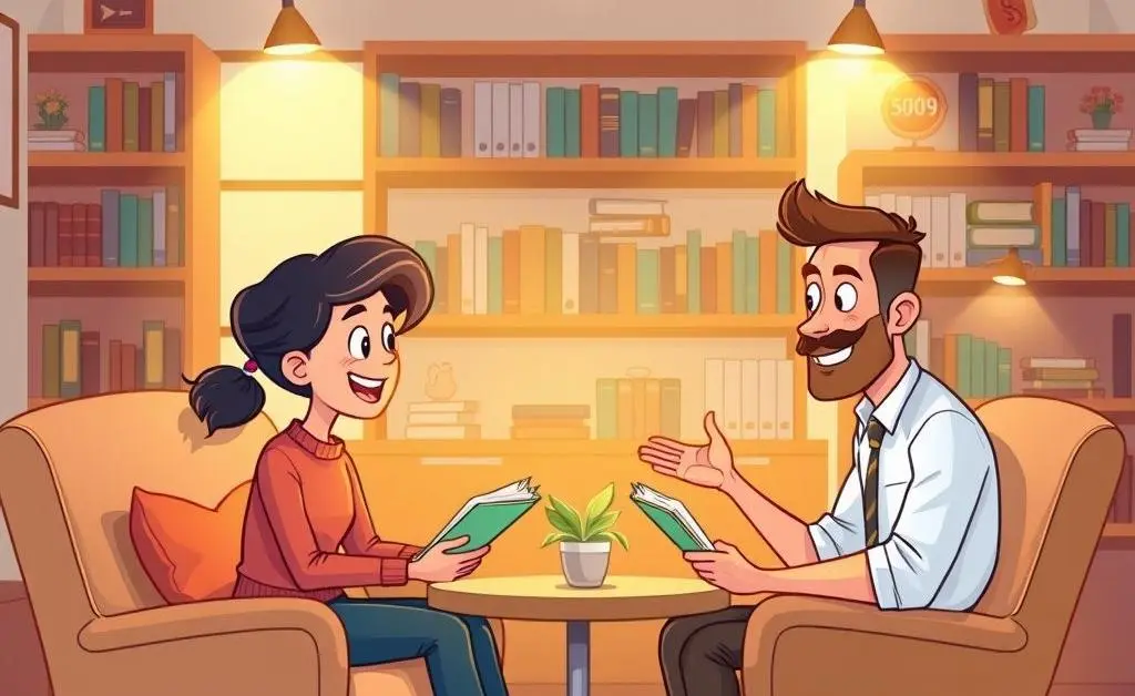 Illustration of individuals finding common ground in an interview