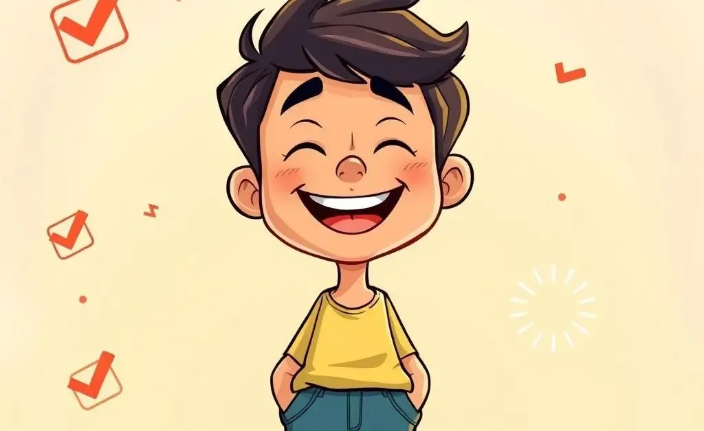 A cartoon showing a person feeling relieved after solving a stressful issue.