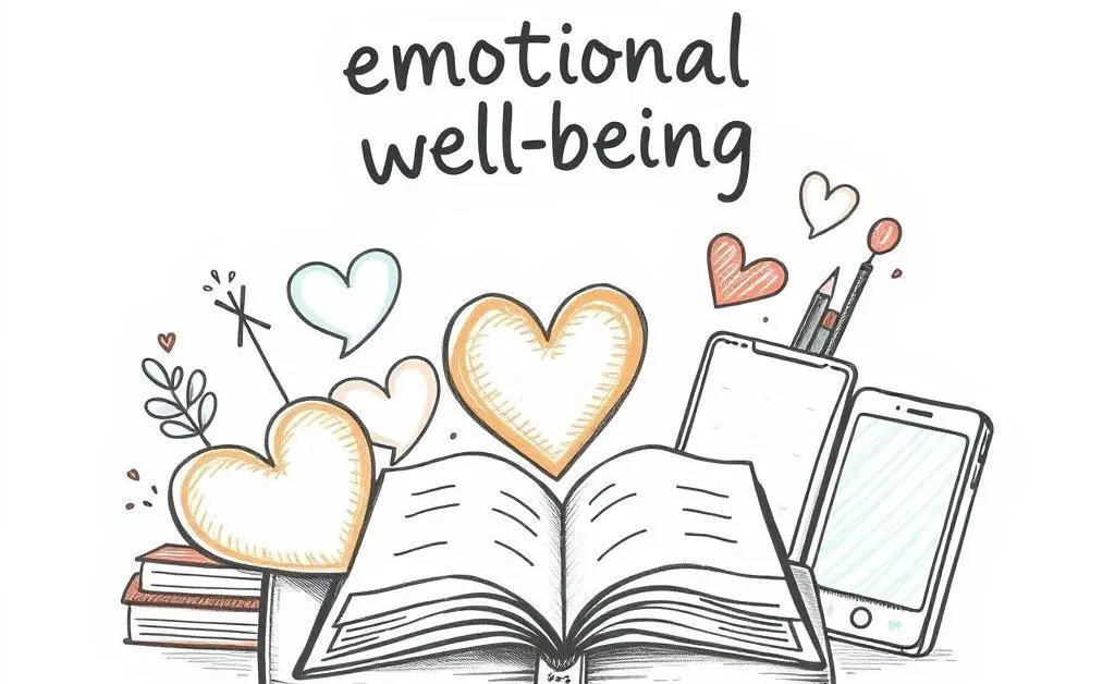 Illustration of a toolkit labeled emotional well-being