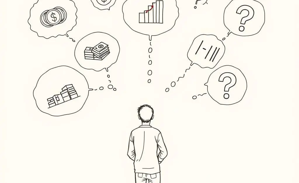 A person thoughtfully considering a financial decision.