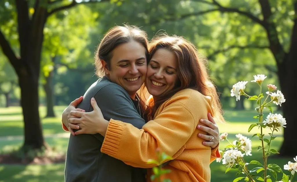 Friends hugging in support of each other