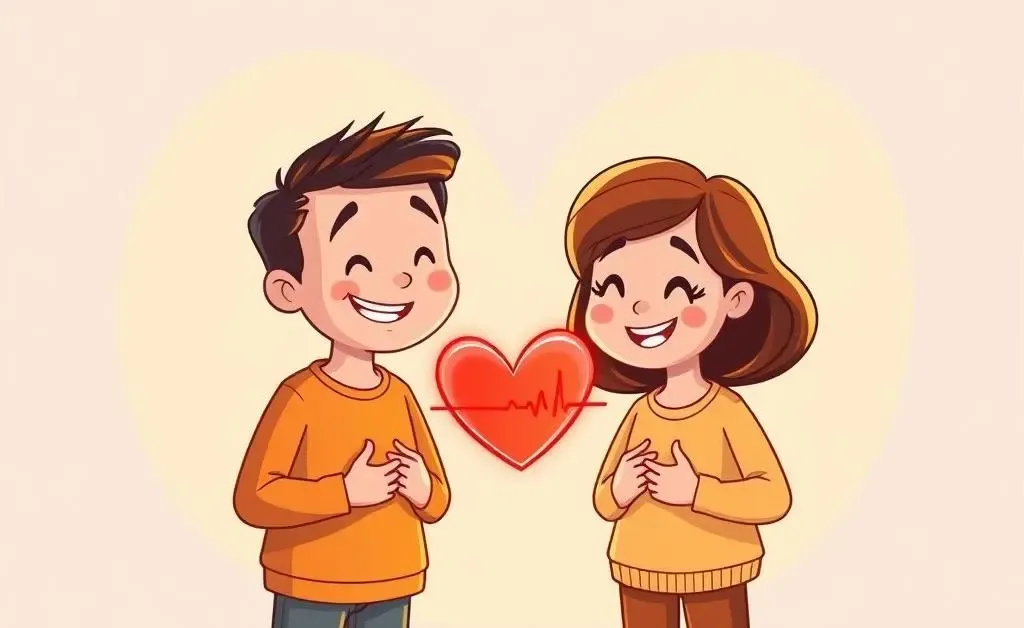 Illustration showing a heart connection between two people symbolizing empathy