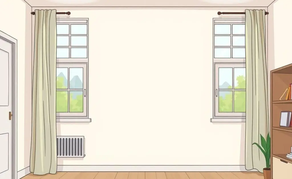 Uncluttered empty room in a modern house with sunlight streaming in.