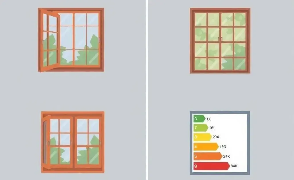 A comparison of different window types focusing on energy efficiency ratings.