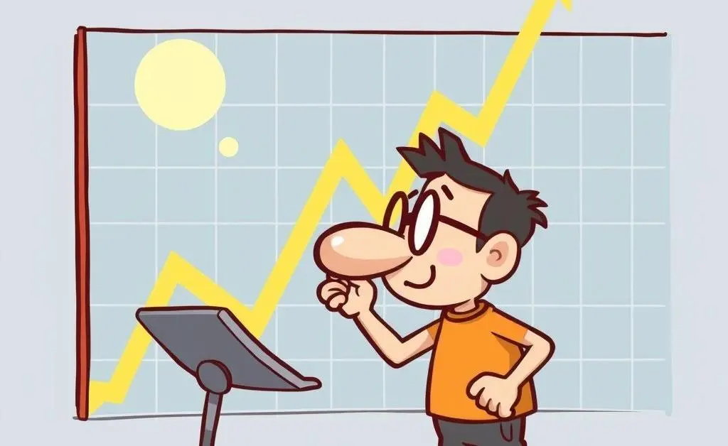 Character analyzing an energy stock market graph
