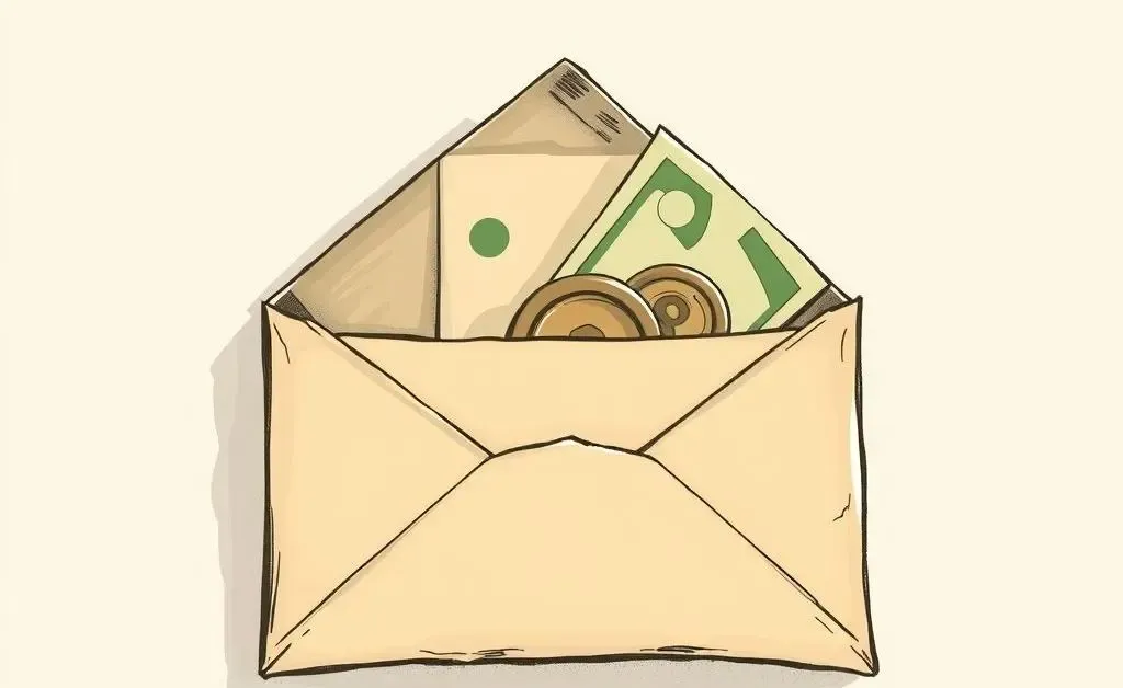 An envelope with money peeking out