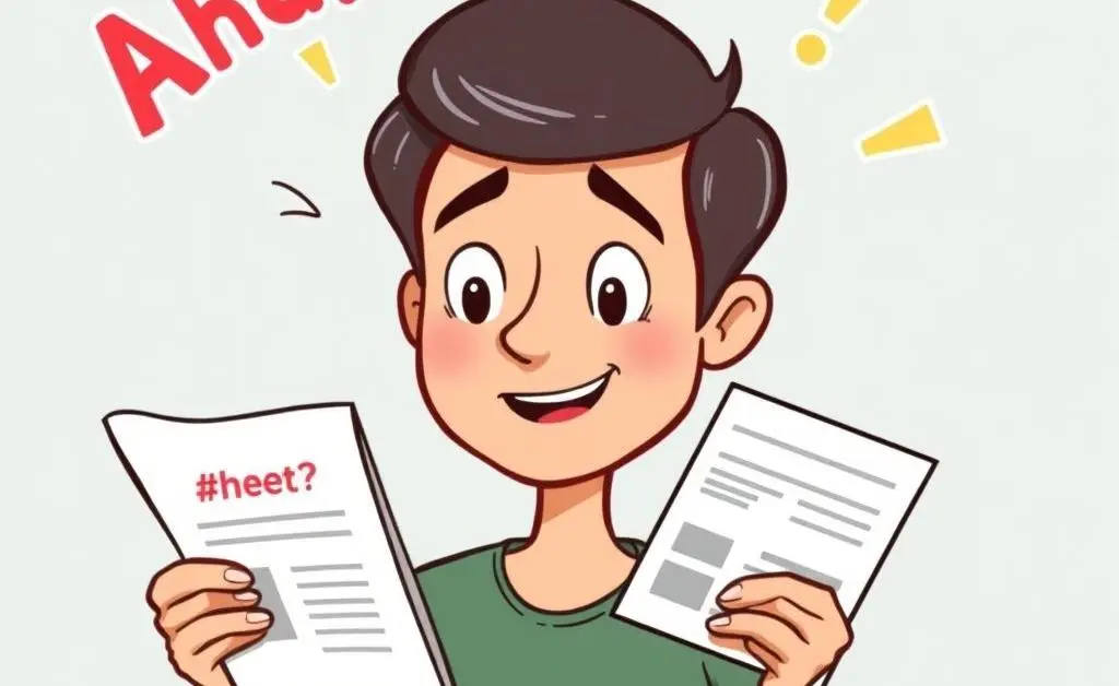 Person having an 'aha' moment with a credit report.