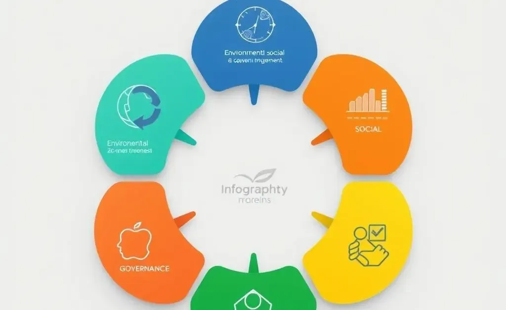 Infographic depicting environmental, social, and governance icons in a circular design.