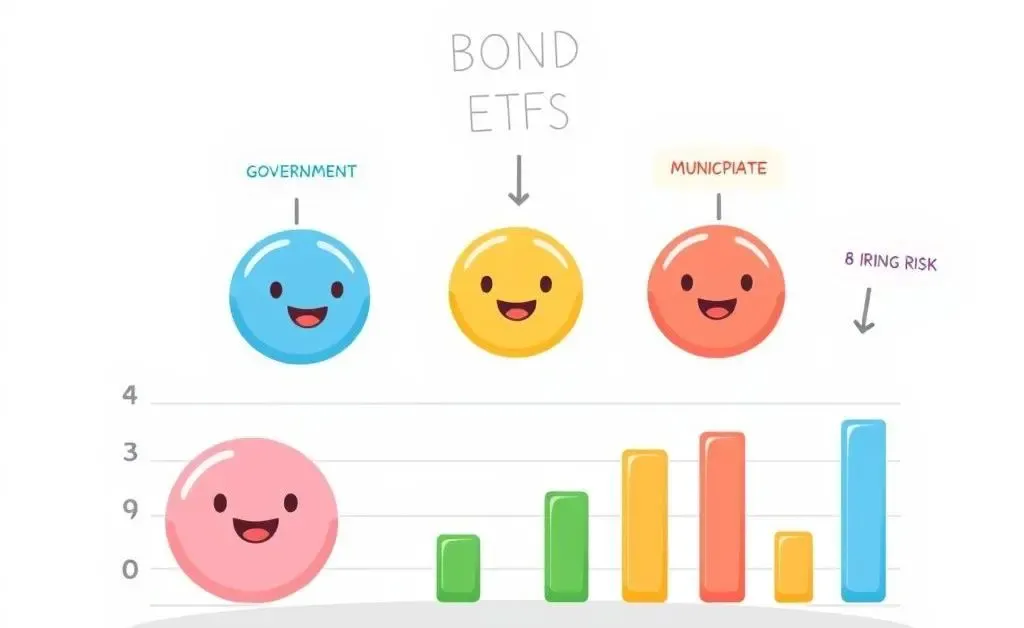 A simple cartoon-style comparison chart of various bond ETFs